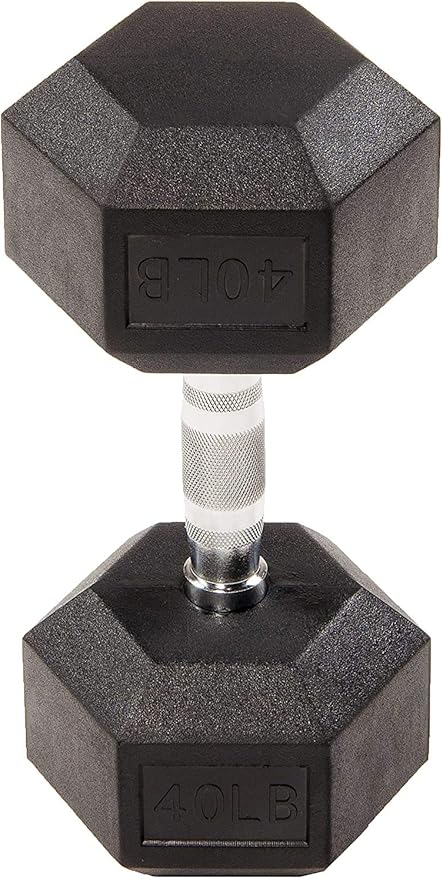 HULKFIT Rubber Coated Hex Shaped Dumbbell Weights - Black