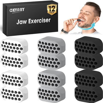 CXYARY 12PCS Jaw Exerciser for Men & Women, 3 Resistance Levels, Silicone Jawline Exerciser, Jaw Trainer Strengthener, Jawline Shaper, Jaw Line Exercise(U.S. Patent in Application Process)