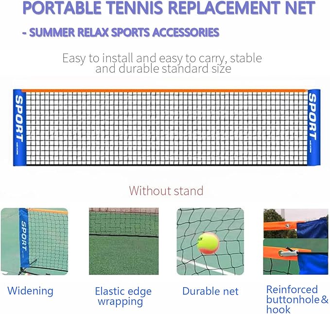 Portable Badminton Pickleball Net,Kids Adult Excellent Quality Volleyball/Pickleball/Tennis/Soccer Training Net Summer Indoor/Outdoor Fun Sports Net Used in Garden, Court Beach Backyard(Only Tennis Net)