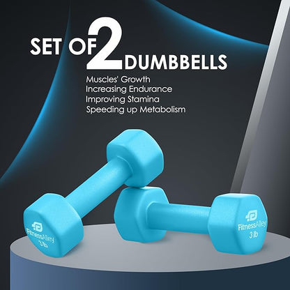 Neoprene Coated Workout Dumbbells set of 2 – Anti Roll, Non Slip with Smooth Grip Fitness & Exercise Dumbbells – Hexagon Shaped Hand Weights for Women & Men – Best Choice for Gyms & home use