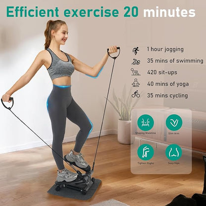 Steppers for Exercise, Mini Stair Under Desk Bike Pedal Exerciser with LCD Monitor & Resistance Bands Carpet