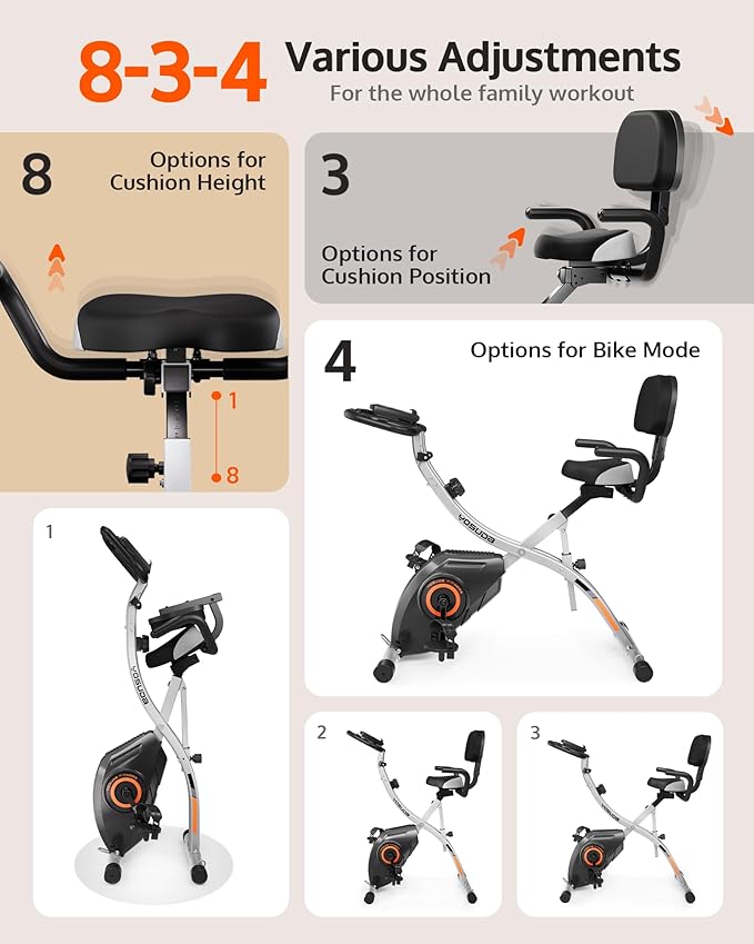 YOSUDA Folding Exercise Bike - Foldable Stationary Bike for Home Gym Workout