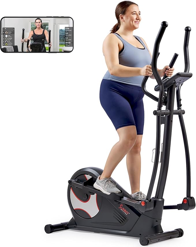 Sunny Health & Fitness Smart Endurance Elliptical Trainer w/Extended Stride, Home Cardio Exerciser & Full-Body Cross Training Machine, Exclusive SunnyFit App Bluetooth Link, Optional 14" & 18" Stride