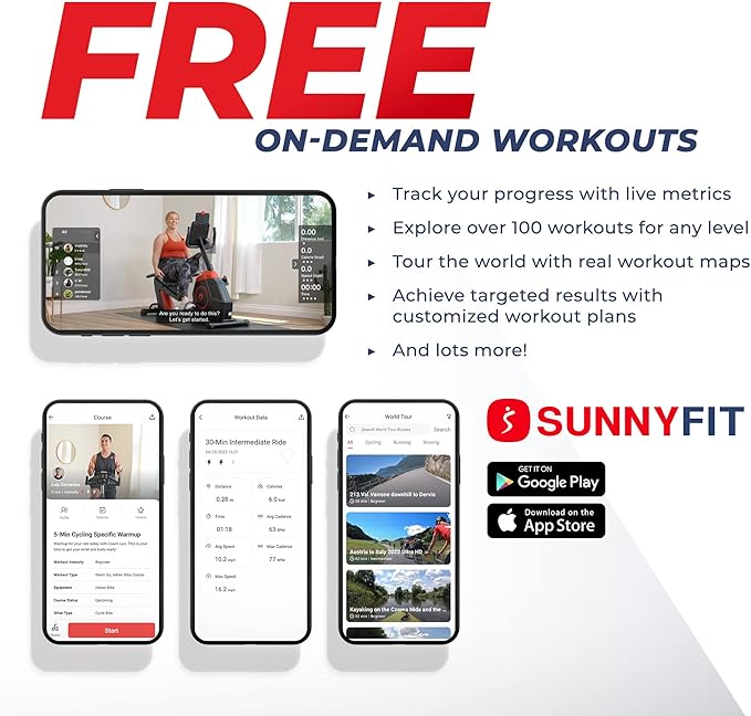 Sunny Health & Fitness Magnetic Belt Drive Indoor Cycling Bike With Optional SunnyFit® App Connectivity