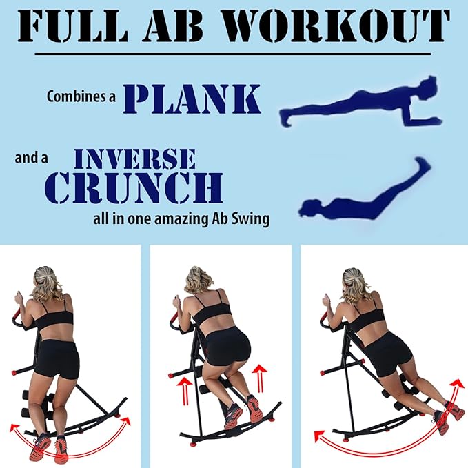 Ab Swing by SIDESHAPER 2025 Version - Ab Workout Equipment, Compact and Portable Ab Machine, Work Out Trainer Muscle Toning Device - Body Toner Exercise/Adjustable Workout Fitness Cruncher