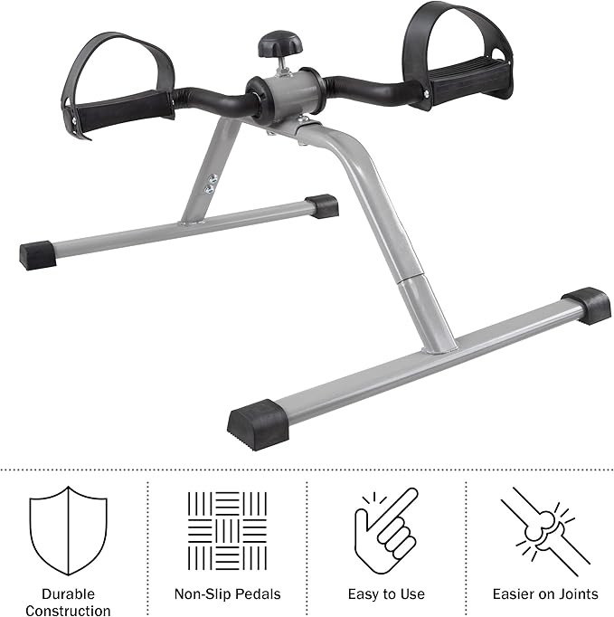 Portable Under Desk Stationary Fitness Machine Collection - Indoor Exercise Pedal Machine Bike for Arms, Legs, Physical Therapy or Calorie Burn by Wakeman Fitness