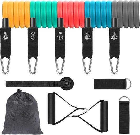 Resistance Bands with Handles for Men and Women, Exercise Bands, Resistance Bands Set for Working Out, Workout Bands for Strength Training Fitness Weights, Work Out at Home