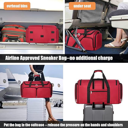 Sneaker Bag Travel Shoes Duffel Bag Men Women Gym Sport Luggage Duffle Carrying Case Bag Divider Adjustable Compartment Portable Soccer Athletic Shoes Carrier Heavy Duty Traveling Accessories