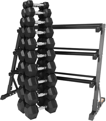 Signature Fitness Premium Rubber Coated Hex Dumbbell Weight Set, Multiple Packages