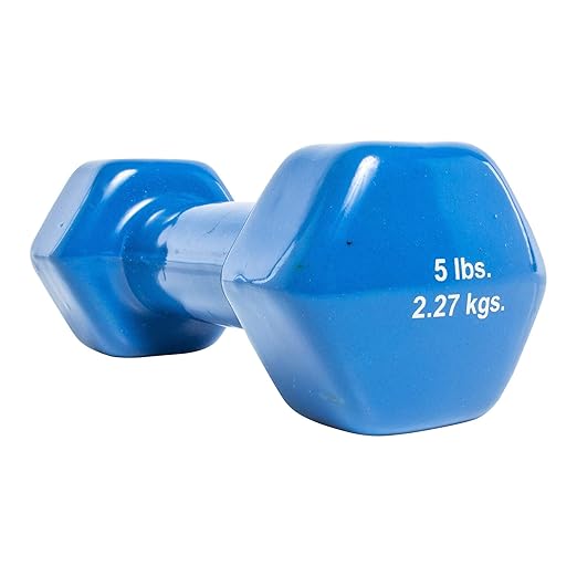 Cando Vinyl-Coated Cast Iron Dumbbells, 5 lb, Pair