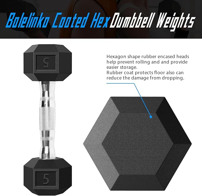 Balelinko Rubber Grip Encased Dumbbell Cast Iron Weight with Anti-Slip Handle Dumbbell -Strength Training Equipment - Home Gym Accessories - Full Body Workout - Muscle Building