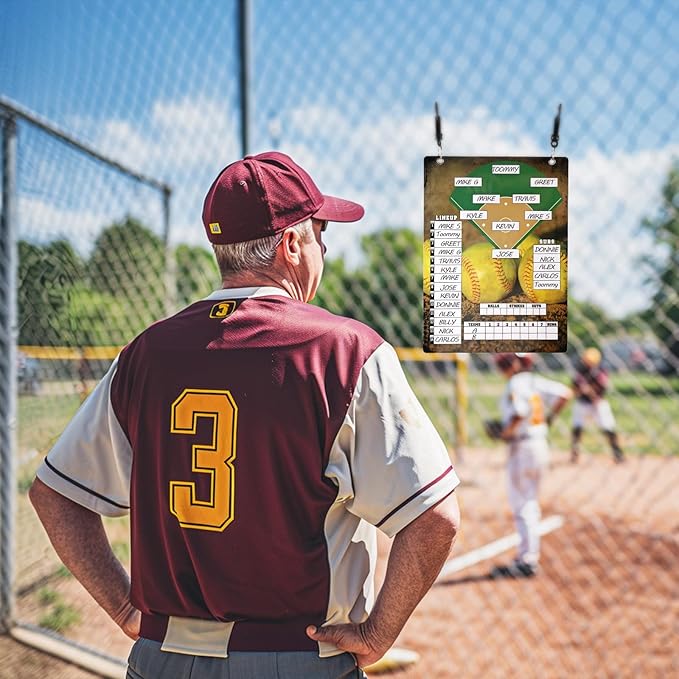 Magnetic Baseball Clipboard for Coaches,Dry Erase Softball Baseball Lineup Board for Dugout,Baseball Scoreboard with 60 Lineup Cards Baseball Equipment Accessories for Baseball Coach Gifts