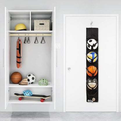 Hanging Organizer,Sports Equipment Storage,The Door Hanging Sports Equipment and Ball Storage,Ball Holder,Sports Equipment Organizer for Hold Soccer,Basketball, Football,Volleyball and Swimming Gear