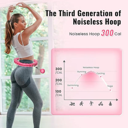 65inch 32 Knots Plus Size Quiet Weighted Hula Infinity Fitness Detachable Hoops, Smart Noiseless Infinity Hula for Women, 2 in 1 Waist and Abdominal Workout Equipment at Home