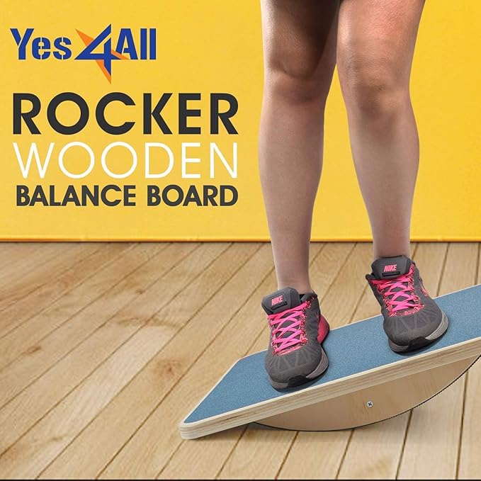 Yes4All Professional Rocker Balance Board for Physical Therapy | 17.5” Wooden Rocker Board for Balance & Rehabilitation Exercises