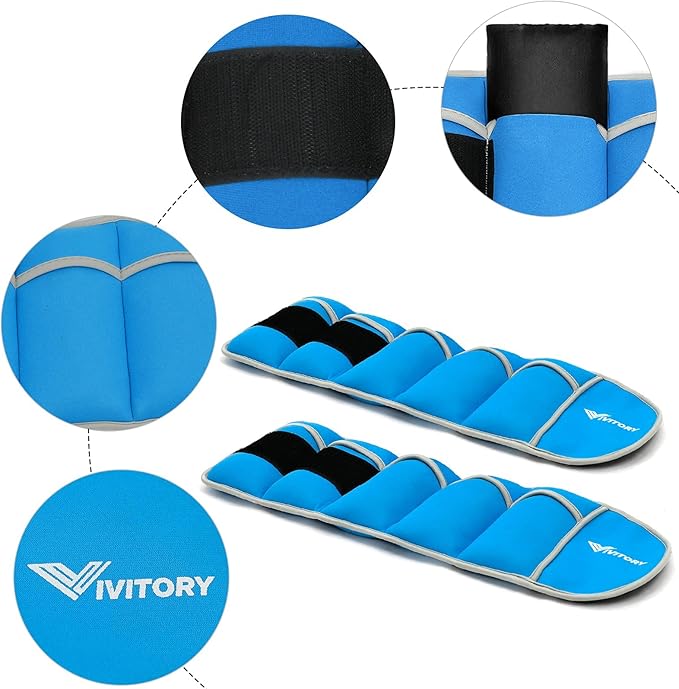 Vivitory Adjustable Ankle Weights for Women & Men, Leg Weights 2 to 10 Lbs, Arm Weights, Ankle Wrist Weights Set for Strength Training, Jogging, Gymnastics, Aerobics, Physical Therapy