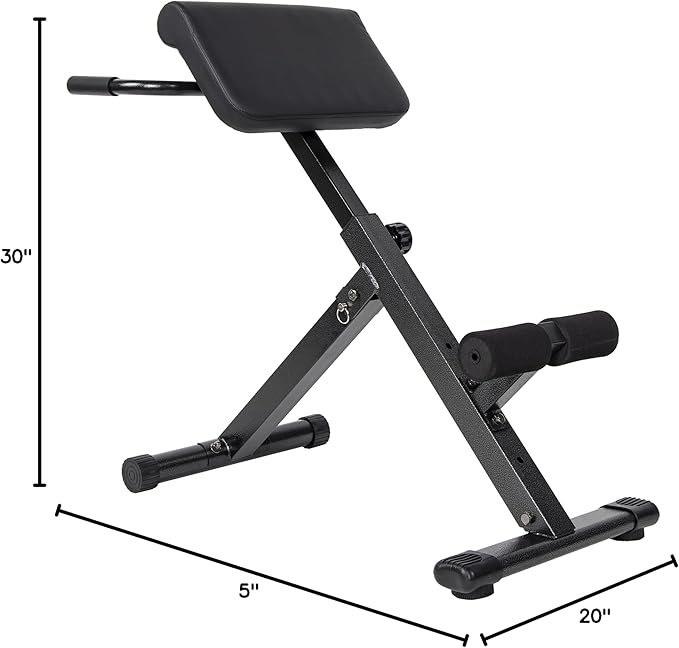 Signature Fitness Adjustable Roman Chair AB Back Hyperextension Bench with Handle, 300-Pound Capacity Black