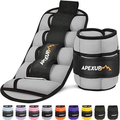 APEXUP 10lbs/Pair Adjustable Ankle Weights for Women and Men, Modularized Leg Weight Straps for Yoga, Walking, Running, Aerobics, Gym