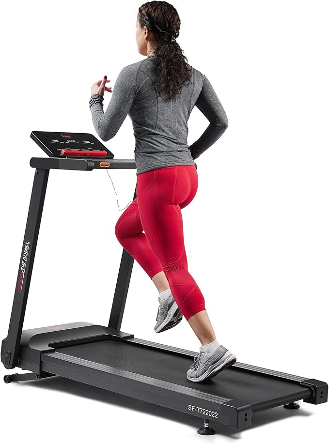 Sunny Health & Fitness Interactive Slim Folding Treadmill with Advanced Brushless Technology, Enhanced Stabilization, Exclusive SunnyFit App Bluetooth Connectivity, Optional 12-Level Auto Incline