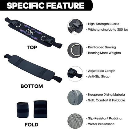 Hip-Thrust-Belt, Foldable Band for Dumbbells, Kettlebells, Plates - Supports Up to 300 lbs, Gym and Home Workouts with Slip-Resistant Padding