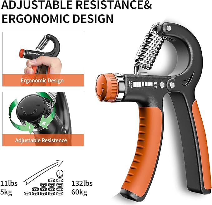 Hand Grip Strengthener, Adjustable Resistance 22-132Lbs (10-60kg),