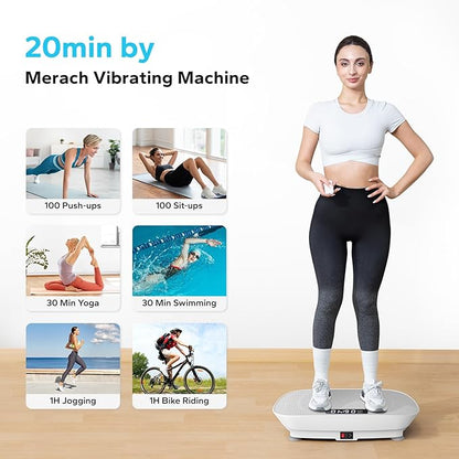 MERACH Vibration Plate Exercise Machine,Whole Body Workout Power Vibrate Fitness Platform Vibration Plate for Lymphatic Drainage,Motor Speed Control , Weight Loss & Shaping