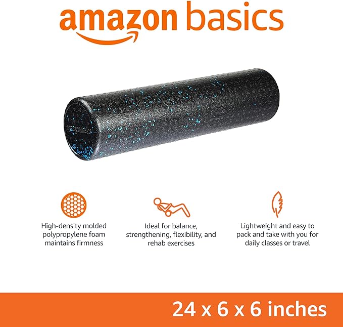 Amazon Basics High-Density Round Foam Roller for Exercise, Massage, Muscle Recovery