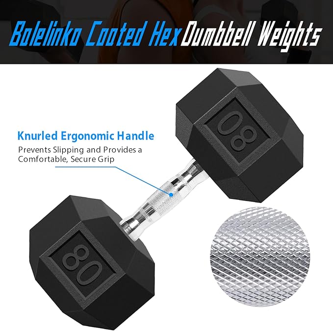 Balelinko Rubber Grip Encased Dumbbell Cast Iron Weight with Anti-Slip Handle Dumbbell -Strength Training Equipment - Home Gym Accessories - Full Body Workout - Muscle Building