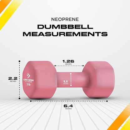 Neoprene Coated Dumbbell Sets of 2, Hand weight Dumbbells Anti-roll, Anti-Slip, Hexagon Shape for Strength Training Exercises Dumbbell Pairs for Men and Women, Ideal for Home Gym