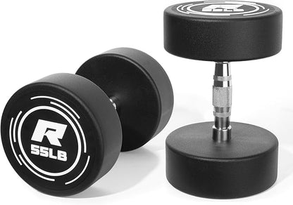 Ritfit 5-250 LBS PVC Encased Round Dumbbell sets with Knurled Handle and Optional Rack, Strength Training Equipment for Home Gym