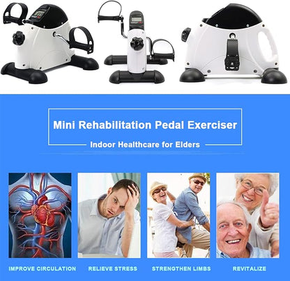 Under Desk Bike Pedal Exerciser - Portable Mini Exercise Bike Desk Cycle for Legs/Arms Exercise, Foot Pedal Exerciser for Seniors with LCD Screen Display