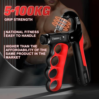 Grip Strength Trainer, Adjustable Resistance 11-220 Ibs Forearm Exerciser, the Five Fingers Grip Strength Trainer with Digital Counter,Hand Grips Strengthener.