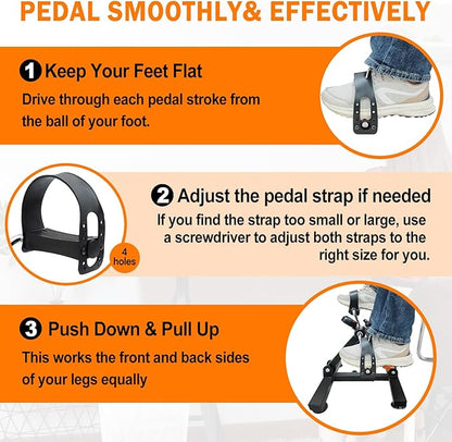 Under Desk Bike Pedal Exerciser, Adjustable & Foldable Cycle Exercise Bike for Office,Stable Peddler Exerciser with Suction Cups for Seniors, Fitness Exerciser for Arms & Legs Workout