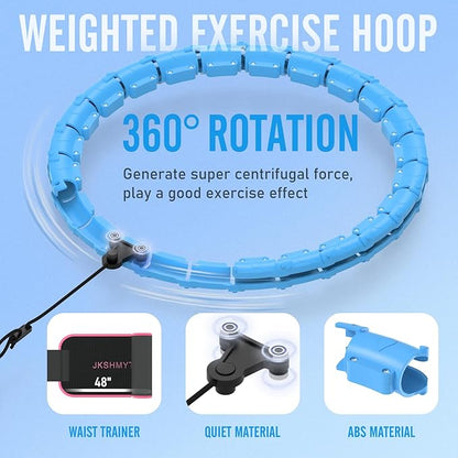 Weighted Hula Circle Hoops for Adults Weight Loss, Infinity Fitness Hoop Plus Size 47 Inch, 24 Detachable Links, Exercise Hoop Suitable for Women and Beginners