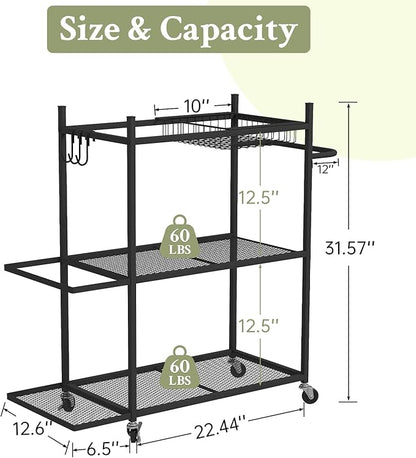 Hadulcet Dumbbell Rack, Heavy Duty Weight Rack for Dumbbells, Yoga Mat Storage Racks, Home Gym Storage Rack for Yoga Mat, Kettlebell & Balls, Adjustable Width Exercise Equipment with Lockable Wheels