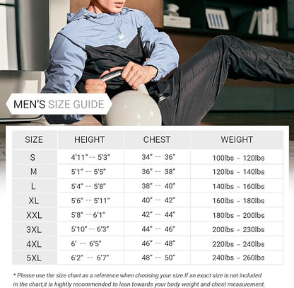 HOTSUIT Sauna Suit for Men Sweat Sauna Jacket Pant Gym Workout Sweat Suits