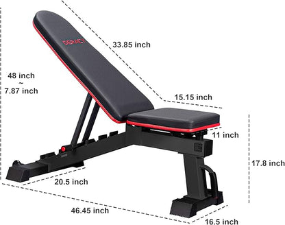 DERACY Adjustable Weight Bench for Full Body Workout, Incline and Decline Weight Bench for Indoor Workout, Home Gym