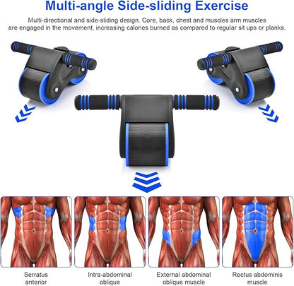 Smart Ab Roller - Automatic Rebound Abdominal Wheel with Knee Pads, Plank Ab Roller Wheel for Core Trainer, Automatic Rebound Assistance and Resistance Springs with Ergonomic Handle