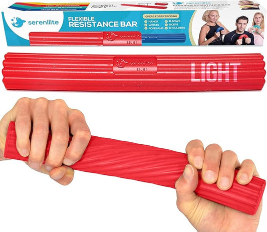 Serenilite Flexible Resistance Bar, Grip Strength Trainer, Resistance Band, Forearm Exerciser Workout, Flexible Bar for Tennis Elbow, Golfers Elbow, Physical Therapy, Pain Relief, Tendonitis, Recovery