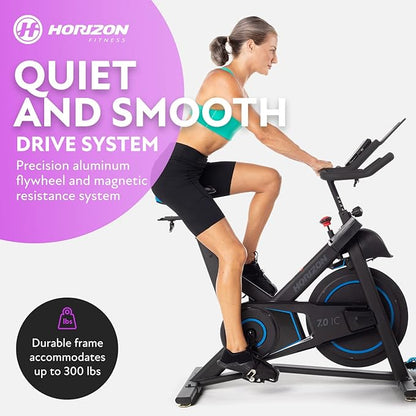 Horizon Fitness 7.0 IC Indoor Cycle Bike, Fitness & Cardio, Magnetic Resistance Cycling Bike with Bluetooth, Multi-Position Grips, 300lb Weight Capacity, Black