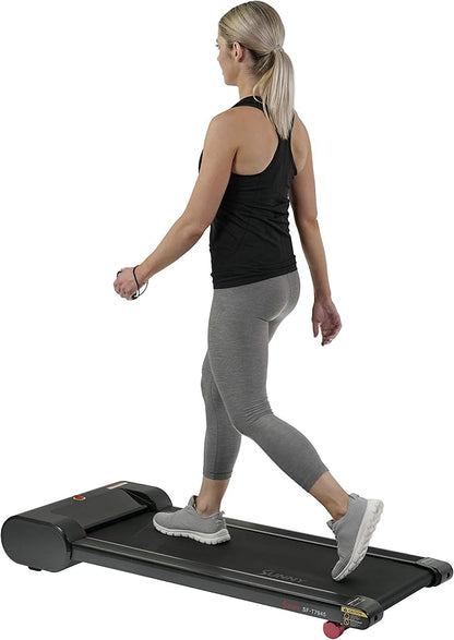 Sunny Health & Fitness Slim Under Desk Walking Compact Treadpad Treadmill with Remote Control, LCD Display, Optional SunnyFit App Enhanced Bluetooth Connectivity