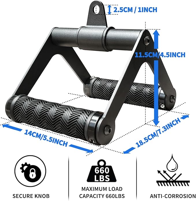 Double D Handle 360 Rotataing Cable Row Attachment for Cable Machine, Soft Rubber Cable Machine Attachment Hanlde LAT Pulldown Attachments, Close Grip LAT Pull Down Handle