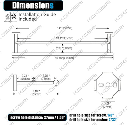 KOKOSIRI Hand Towel Bar Bathroom Towel Holder Rack for Bath Cabinet Towel Rails 16 Inch Brushed Gold Stainless Steel B5005BG-L16