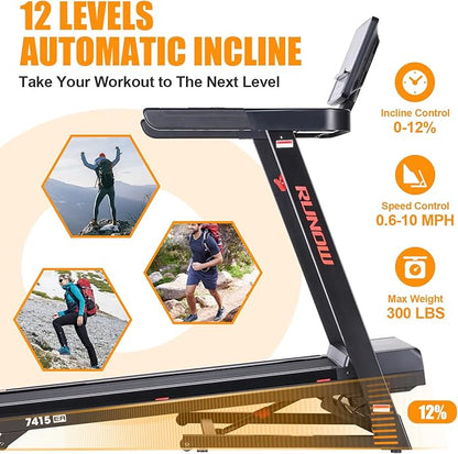 RUNOW Treadmill with Incline, Perfect as Treadmills for Home Walking and Running, Foldable Treadmill Support Bluetooth and Customized Programs, Easy Assembly Exercise Machine