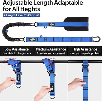 Pull Up Assistance Bands, Heavy Duty Assisted Pull Up Bands for Pull Up Assist, Adjustable Weight/Size with Fabric Feet Mats, Upgrade Pull Up Assist Bands for Strength Training