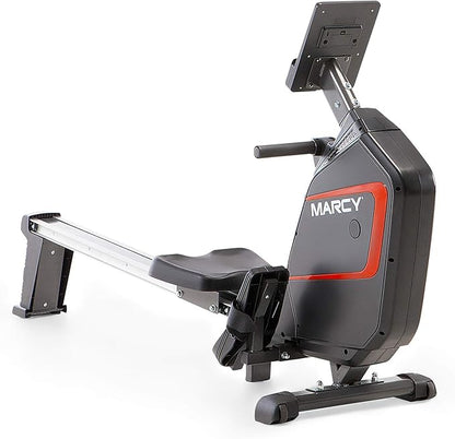 Marcy Compact 8-Level Adjustable Magnetic Resistance Rowing Machine with Transport Wheels