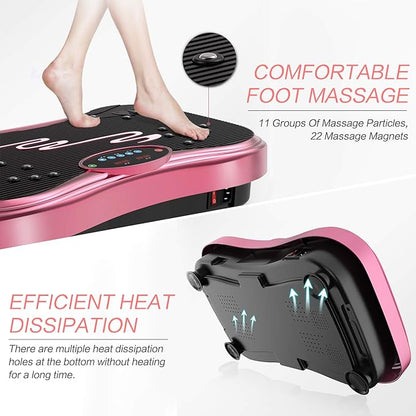 Vibration Plate Exercise Machine Whole Body Workout Vibration Fitness Platform for Home Fitness & Weight Loss + Remote + Loop Resistance Bands, 999 Levels