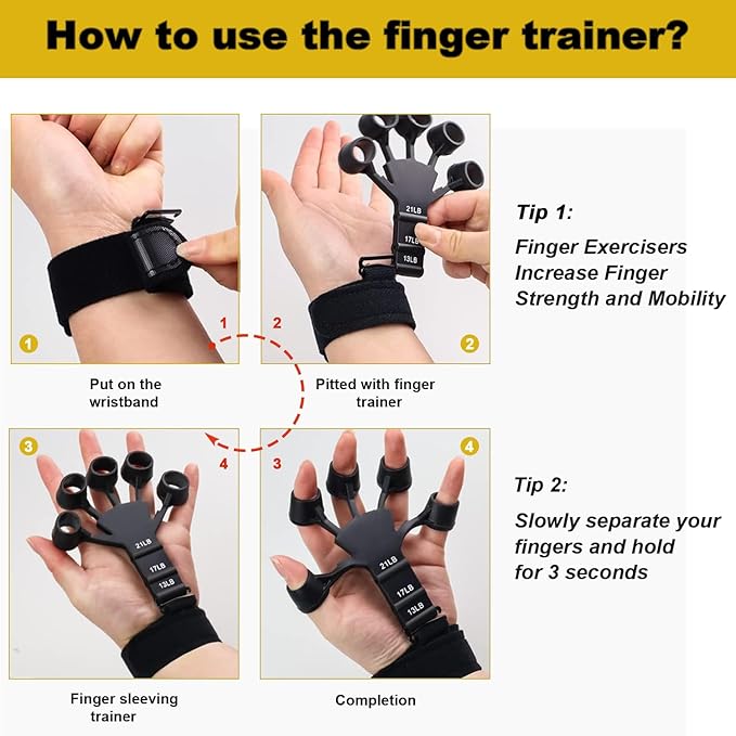 Gripster,Forearm Strengthener & Finger Strengthener,2PCS Upgraded Grip Strength Trainer,6 Resistant Level Grip Trainer,Gripster Forearm Trainer,Hand Gripper,Finger Exerciser & Hand Strengthener