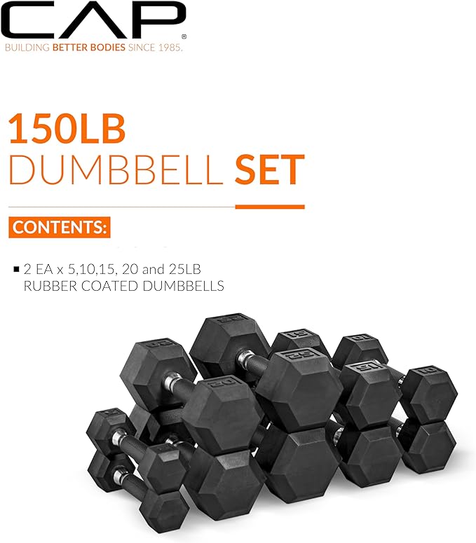 CAP Barbell Coated Dumbbell Set | 50lbs, 100lbs, 150lbs | Multiple Options