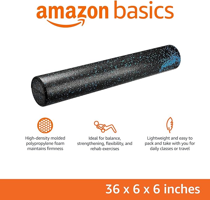 Amazon Basics High-Density Round Foam Roller for Exercise, Massage, Muscle Recovery